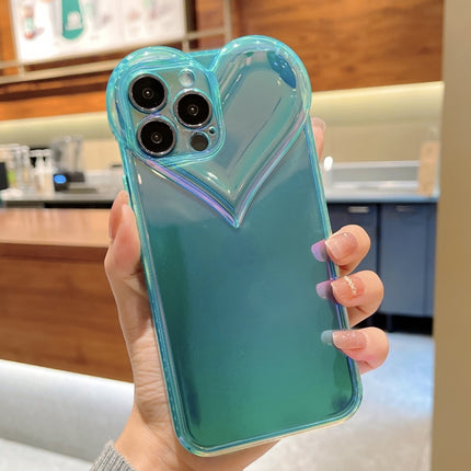 Love-heart Colorful TPU Phone Protective Case For iPhone 13 Pro(Blue)-garmade.com