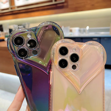 Love-heart Colorful TPU Phone Protective Case For iPhone 13 Pro(Purple)-garmade.com