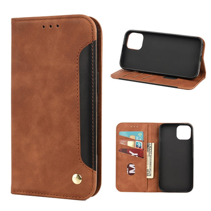 Skin Feel Splicing Leather Phone Case For iPhone 13 Pro(Brown)-garmade.com