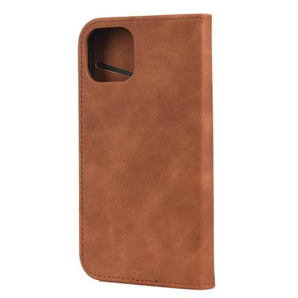 Skin Feel Splicing Leather Phone Case For iPhone 13 Pro(Brown)-garmade.com