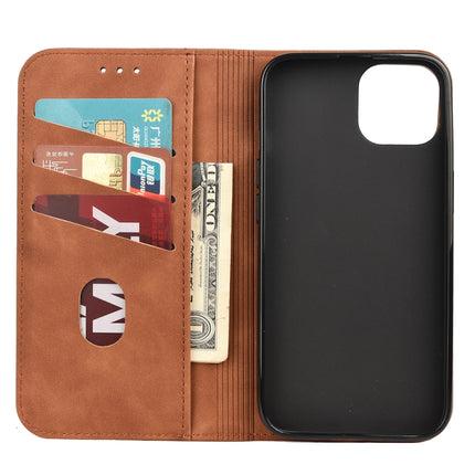 Skin Feel Splicing Leather Phone Case For iPhone 13 Pro(Brown)-garmade.com