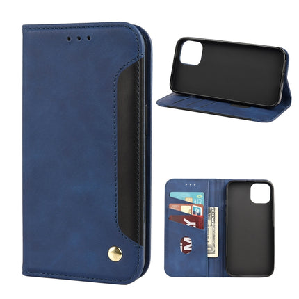 Skin Feel Splicing Leather Phone Case For iPhone 13 Pro(Blue)-garmade.com