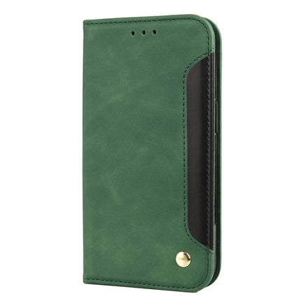 Skin Feel Splicing Leather Phone Case For iPhone 13 Pro(Green)-garmade.com