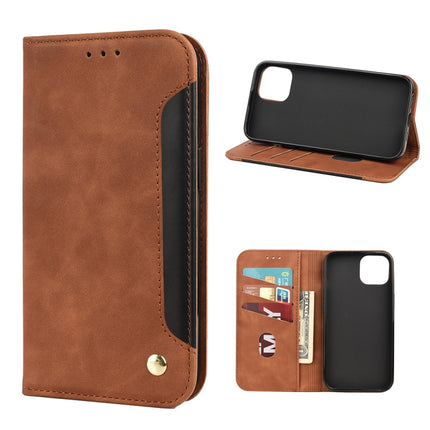 Skin Feel Splicing Leather Phone Case For iPhone 13 mini(Brown)-garmade.com