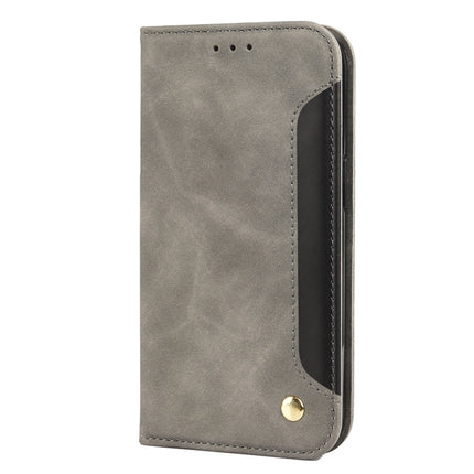 Skin Feel Splicing Leather Phone Case For iPhone 13 mini(Grey)-garmade.com