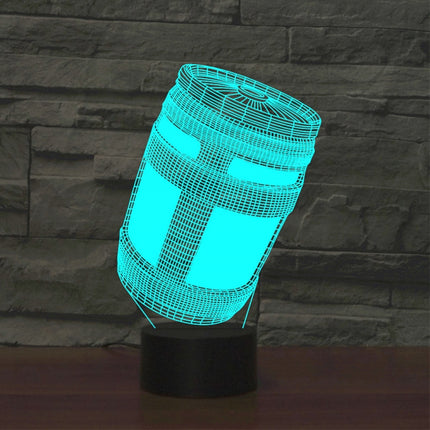 Black Base Creative 3D LED Decorative Night Light,16 Color Remote Control, Pattern:Wine Barrel-garmade.com