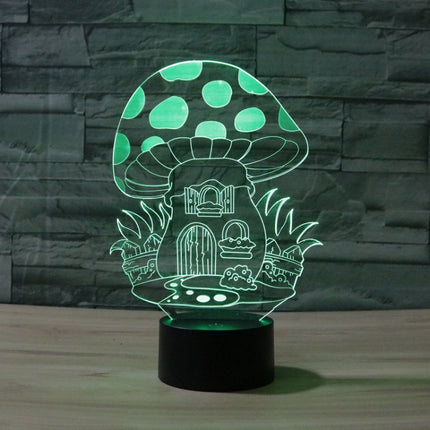 Black Base Creative 3D LED Decorative Night Light,16 Color Remote Control, Pattern:Mushroom 2-garmade.com