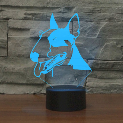 Black Base Creative 3D LED Decorative Night Light,16 Color Remote Control, Pattern:Bull Terrier-garmade.com