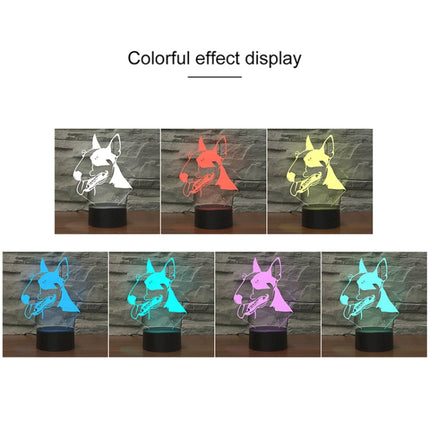 Black Base Creative 3D LED Decorative Night Light,16 Color Remote Control, Pattern:Bull Terrier-garmade.com