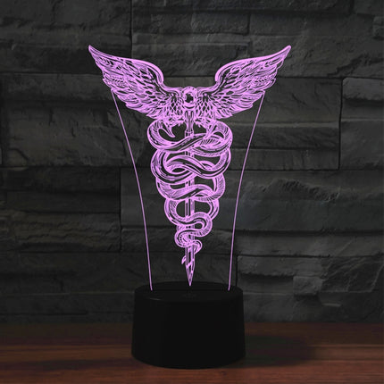 Black Base Creative 3D LED Decorative Night Light,16 Color Remote Control, Pattern:Scepter-garmade.com