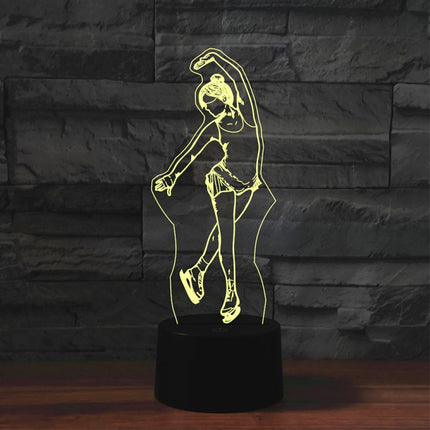 Black Base Creative 3D LED Decorative Night Light, USB with Touch Button Version, Pattern:Ice Skating 3-garmade.com