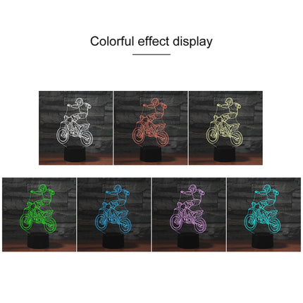 Black Base Creative 3D LED Decorative Night Light, USB with Touch Button Version, Pattern:Motorcycle Stunt 1-garmade.com