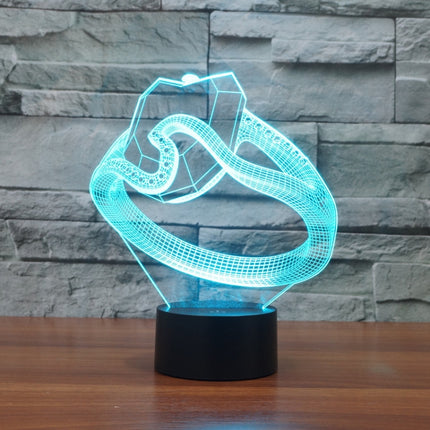 Black Base Creative 3D LED Decorative Night Light, USB with Touch Button Version, Pattern:Diamond Ring-garmade.com