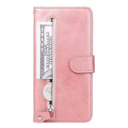 For Samsung Galaxy S22 5G Calf Texture Zipper Horizontal Flip Leather Phone Case(Rose Gold)-garmade.com