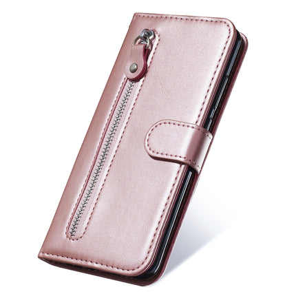 For Samsung Galaxy S22 5G Calf Texture Zipper Horizontal Flip Leather Phone Case(Rose Gold)-garmade.com