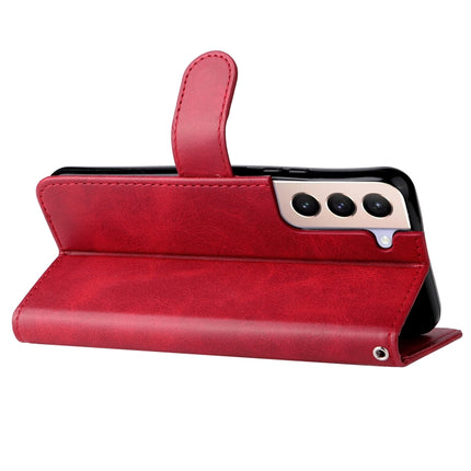 For Samsung Galaxy S22 5G Calf Texture Zipper Horizontal Flip Leather Phone Case(Red)-garmade.com