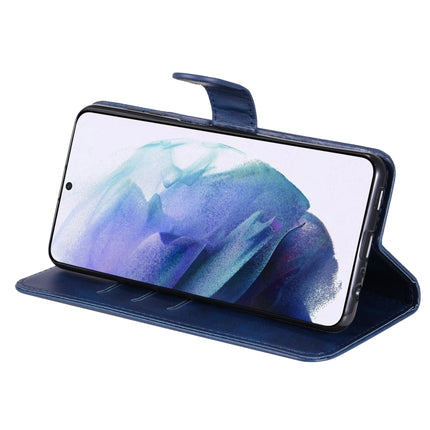 For Samsung Galaxy S22+ 5G Calf Texture Zipper Horizontal Flip Leather Phone Case(Blue)-garmade.com