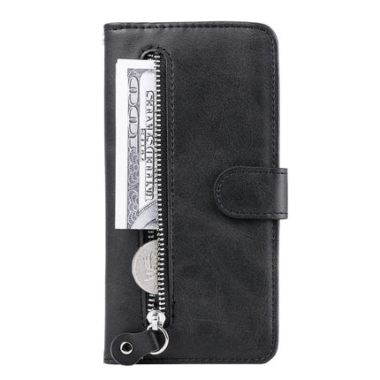 For Samsung Galaxy S22+ 5G Calf Texture Zipper Horizontal Flip Leather Phone Case(Black)-garmade.com