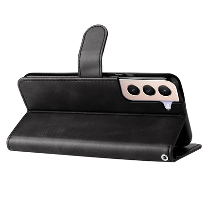 For Samsung Galaxy S22+ 5G Calf Texture Zipper Horizontal Flip Leather Phone Case(Black)-garmade.com