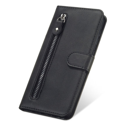 For Samsung Galaxy S22+ 5G Calf Texture Zipper Horizontal Flip Leather Phone Case(Black)-garmade.com