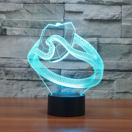 Black Base Creative 3D LED Decorative Night Light, Powered by USB and Battery, Pattern:Diamond Ring-garmade.com