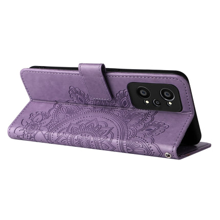 For OPPO Realme GT Neo2 7-petal Flowers Embossed Flip Leather Phone Case with Holder & Card Slots(Light Purple)-garmade.com