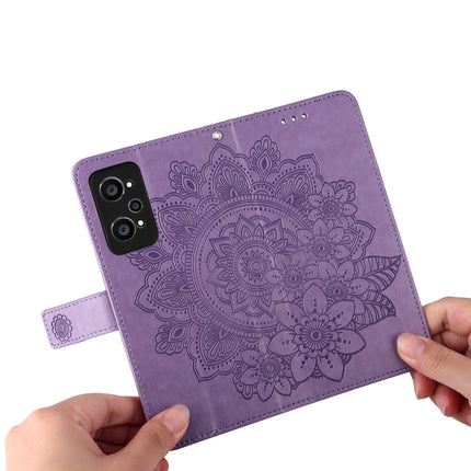 For OPPO Realme GT Neo2 7-petal Flowers Embossed Flip Leather Phone Case with Holder & Card Slots(Light Purple)-garmade.com