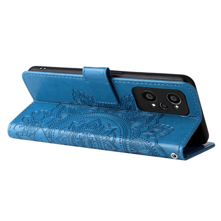 For OPPO Realme GT Neo2 7-petal Flowers Embossed Flip Leather Phone Case with Holder & Card Slots(Blue)-garmade.com