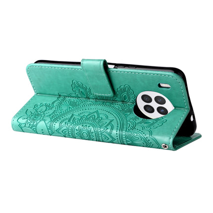 For Huawei nova 8i / Honor 50 Lite 7-petal Flowers Embossed Flip Leather Phone Case with Holder & Card Slots(Green)-garmade.com