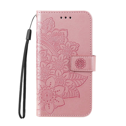 For Huawei nova 8i / Honor 50 Lite 7-petal Flowers Embossed Flip Leather Phone Case with Holder & Card Slots(Rose Gold)-garmade.com