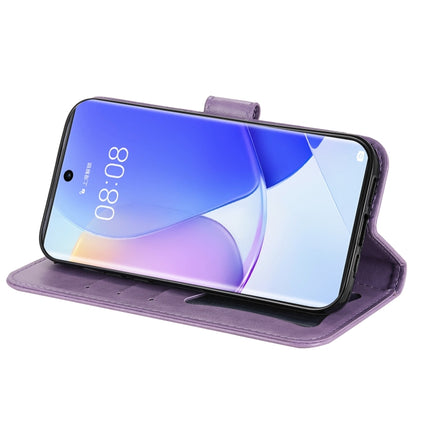 For Huawei nova 9 / Honor 50 7-petal Flowers Embossed Flip Leather Phone Case with Holder & Card Slots(Light Purple)-garmade.com