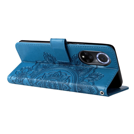 For Huawei nova 9 / Honor 50 7-petal Flowers Embossed Flip Leather Phone Case with Holder & Card Slots(Blue)-garmade.com