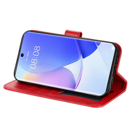 For Huawei nova 9 / Honor 50 7-petal Flowers Embossed Flip Leather Phone Case with Holder & Card Slots(Red)-garmade.com