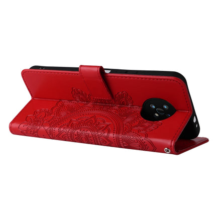 For Nokia G50 7-petal Flowers Embossed Flip Leather Phone Case with Holder & Card Slots(Red)-garmade.com