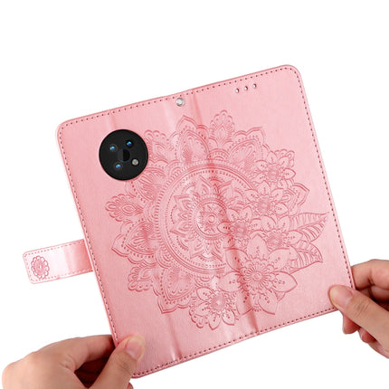 For Nokia G50 7-petal Flowers Embossed Flip Leather Phone Case with Holder & Card Slots(Rose Gold)-garmade.com