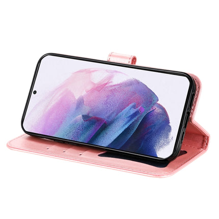 For Samsung Galaxy S22+ 5G 7-petal Flowers Embossed Flip Leather Phone Case with Holder & Card Slots(Rose Gold)-garmade.com