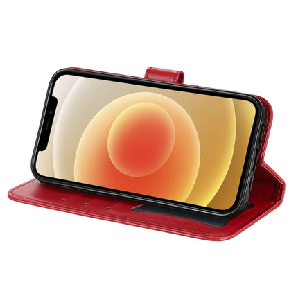 For Samsung Galaxy A03s (164.2mm) 7-petal Flowers Embossed Flip Leather Phone Case with Holder & Card Slots(Red)-garmade.com