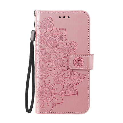 For Samsung Galaxy A03s (164.2mm) 7-petal Flowers Embossed Flip Leather Phone Case with Holder & Card Slots(Rose Gold)-garmade.com
