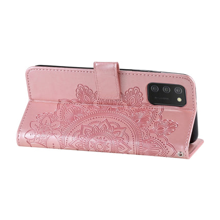 For Samsung Galaxy A03s (164.2mm) 7-petal Flowers Embossed Flip Leather Phone Case with Holder & Card Slots(Rose Gold)-garmade.com