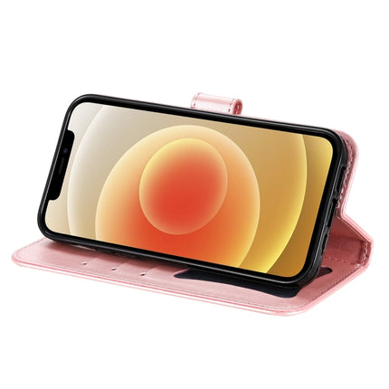 For Samsung Galaxy A03s (164.2mm) 7-petal Flowers Embossed Flip Leather Phone Case with Holder & Card Slots(Rose Gold)-garmade.com