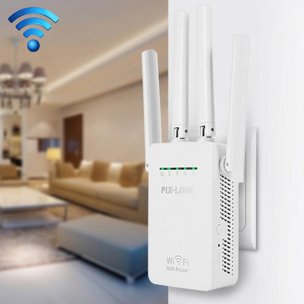 Wireless Smart WiFi Router Repeater with 4 WiFi Antennas, Plug Specification:UK Plug(White)-garmade.com