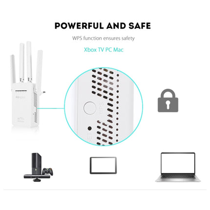 Wireless Smart WiFi Router Repeater with 4 WiFi Antennas, Plug Specification:UK Plug(White)-garmade.com