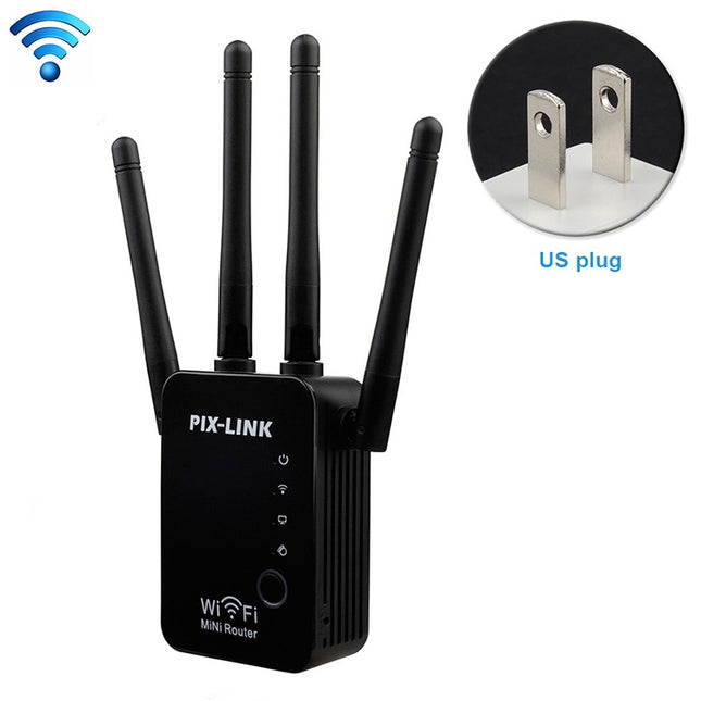 Wireless Smart WiFi Router Repeater with 4 WiFi Antennas, Plug Specification:US Plug(Black)-garmade.com