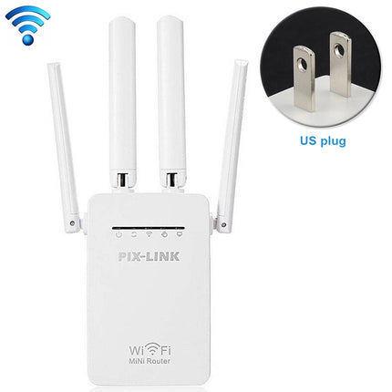 Wireless Smart WiFi Router Repeater with 4 WiFi Antennas, Plug Specification:US Plug(White)-garmade.com