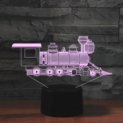 Black Base Creative 3D LED Decorative Night Light, Rechargeable with Touch Button, Pattern:locomotive 2-garmade.com