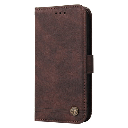 For Samsung Galaxy S22 Skin Feel Life Tree Metal Button Horizontal Flip Leather Phone Case(Brown)-garmade.com