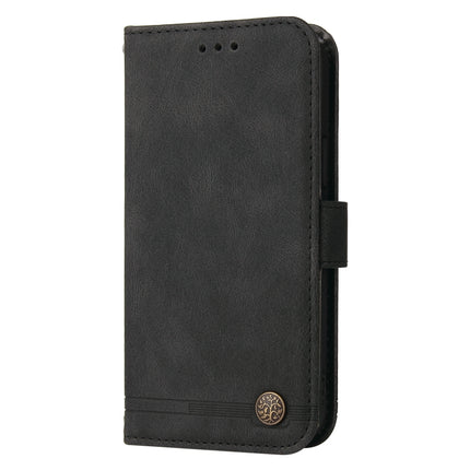 For Samsung Galaxy S22 Skin Feel Life Tree Metal Button Horizontal Flip Leather Phone Case(Black)-garmade.com