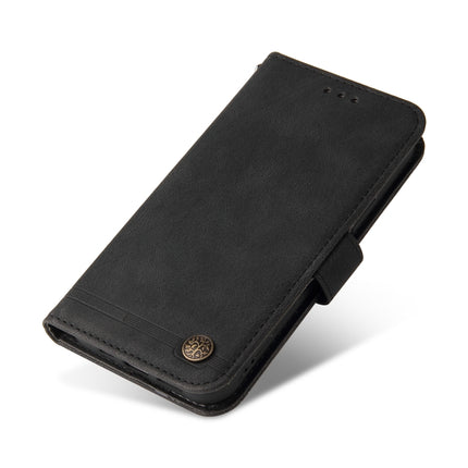 For Samsung Galaxy S22 Skin Feel Life Tree Metal Button Horizontal Flip Leather Phone Case(Black)-garmade.com