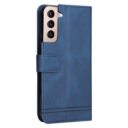 For Samsung Galaxy S22 Skin Feel Life Tree Metal Button Horizontal Flip Leather Phone Case(Blue)-garmade.com