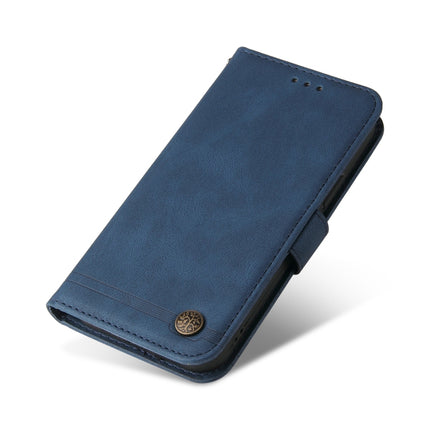 For Samsung Galaxy S22 Skin Feel Life Tree Metal Button Horizontal Flip Leather Phone Case(Blue)-garmade.com